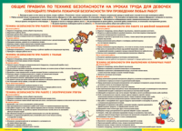 Таблица "Правила безопасности на уроках труда для девочек" (100х140 сантиметров, винил) - fgospostavki.ru - Тольятти