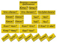 Набор магнитных карточек "Вопросы к членам предложения" (фон жёлтый) - fgospostavki.ru - Тольятти