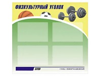 Стенд информационный "Физкультурный уголок" (80х75 сантиметров, 4 кармана, алюминиевый профиль) - fgospostavki.ru - Тольятти