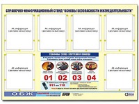 Стенд информационный "Основы безопасности жизнедеятельности" (80*110, 6 карманов) - fgospostavki.ru - Тольятти