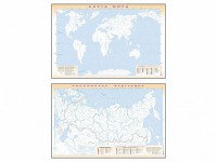 Фрагмент (демонстрационный) маркерный (двухсторонний) "Карта мира и Российской Федерации" (немая) с комплектом тематических магнитов - fgospostavki.ru - Тольятти