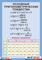 Таблица "Основные тригонометрические тождества. Формулы приведения" (винил) - fgospostavki.ru - Тольятти