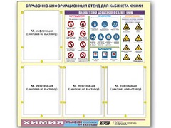 Стенд информационный "Правила техники безопасности в кабинете химии" (80х75, 4 кармана) - fgospostavki.ru - Тольятти