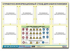 Стенд информационный "Правила техники безопасности в кабинете физики" (80х110, 6 карманов) - fgospostavki.ru - Тольятти