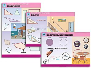 Комплект таблиц "Математика. Знакомство с геометрией" (6 таблиц, формат А1, ламинированные) - fgospostavki.ru - Тольятти