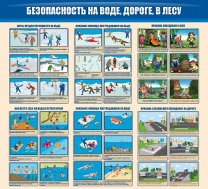 Стенд "Безопасность на воде, дороге, в лесу" - fgospostavki.ru - Тольятти