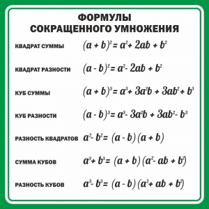 Стенд "Формулы сокращенного умножения" Вариант 2 - fgospostavki.ru - Тольятти