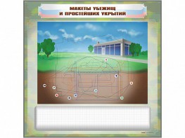 Магнитно-маркерная доска "Макеты убежищ и простейших укрытий" с комплектом фолий и тематических магнитов - fgospostavki.ru - Тольятти