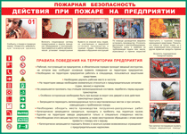 Таблица "Действия при пожаре на предприятии" (100х140 сантиметров, винил) - fgospostavki.ru - Тольятти