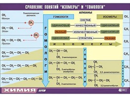 Таблица демонстрационная "Сравнение понятий изомер и гомолог" (винил 70x100) - fgospostavki.ru - Тольятти