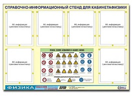 Стенд информационный "Правила техники безопасности в кабинете физики" (80х110, 6 карманов) - fgospostavki.ru - Тольятти