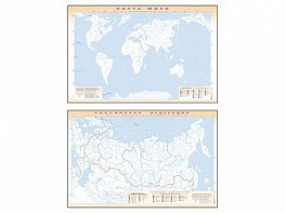 Фрагмент (демонстрационный) маркерный (двухсторонний) "Карта мира и Российской Федерации" (немая) с комплектом тематических магнитов - fgospostavki.ru - Тольятти