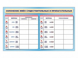 Фрагмент (демонстрационный) маркерный (двухсторонний) "Склонение имен существительных и прилагательных" - fgospostavki.ru - Тольятти